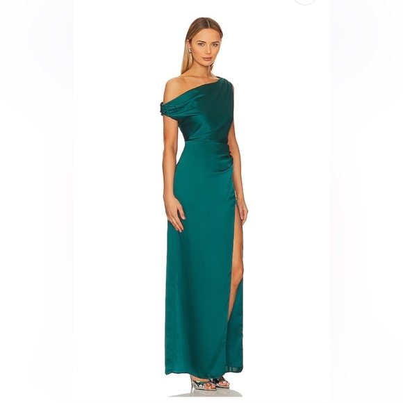 SHOW ME YOUR MUMU Jodie Dress In Emerald Luxe Satin - Picture 2 of 7